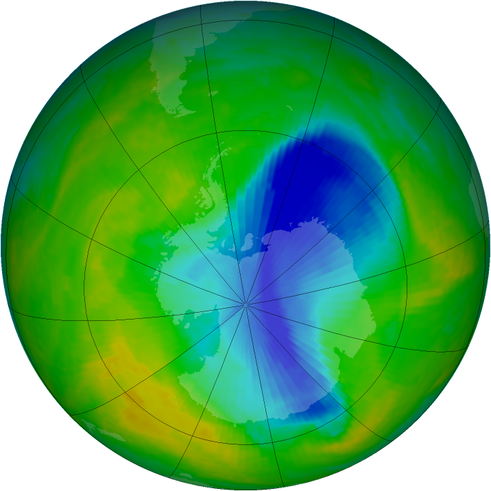 Antarctic ozone map for 15 November 2003